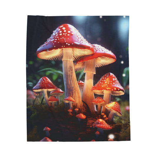 Psychedelic Mushroom Plush Blanket - Vibrant Fungi Throw for Trippy Home Decor