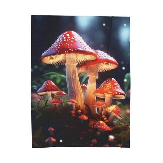 Psychedelic Mushroom Plush Blanket - Vibrant Fungi Throw for Trippy Home Decor