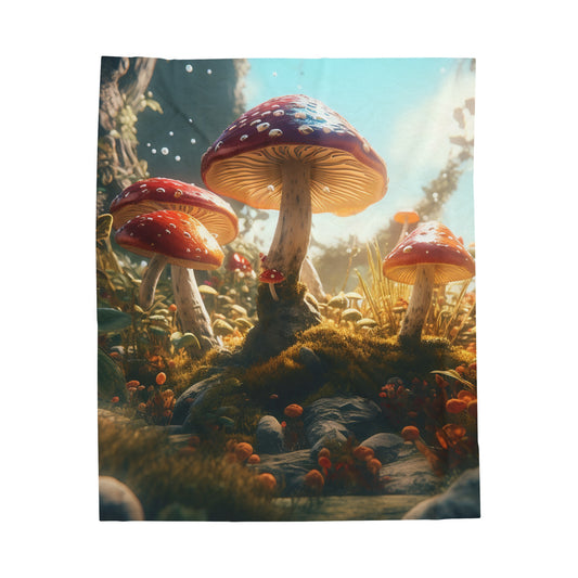 Psychedelic Mushroom Velveteen Plush Blanket - Vibrant Fungi Throw for Trippy Home Decor 2